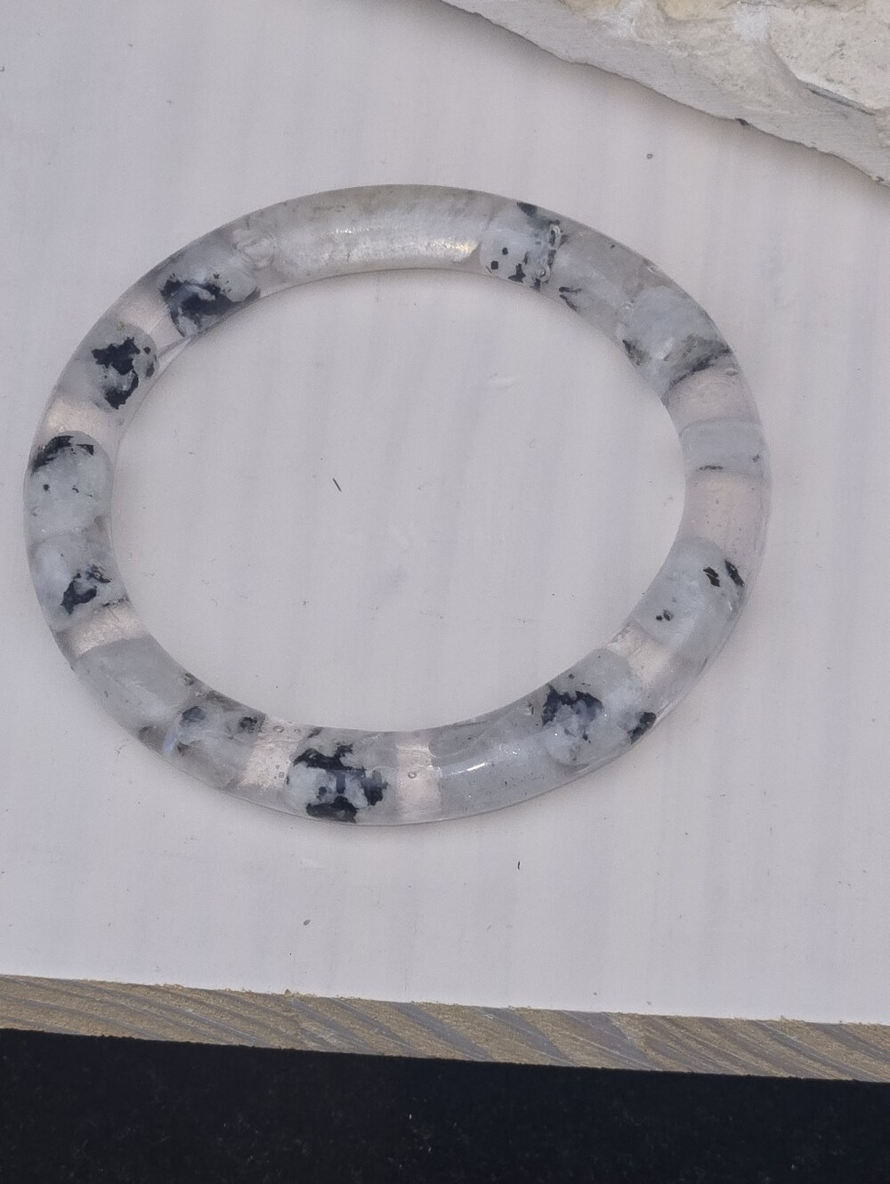 Rainbow Moonstone In Epoxy Resin Bangle Bracelet